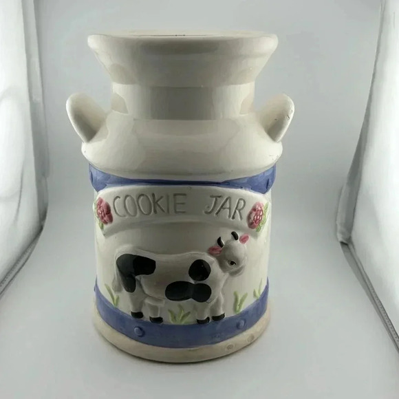 10” Vtg Old Fashion Farmhouse Country Style Ceramic Cookie Jar 3D Milk Can - Picture 2 of 12